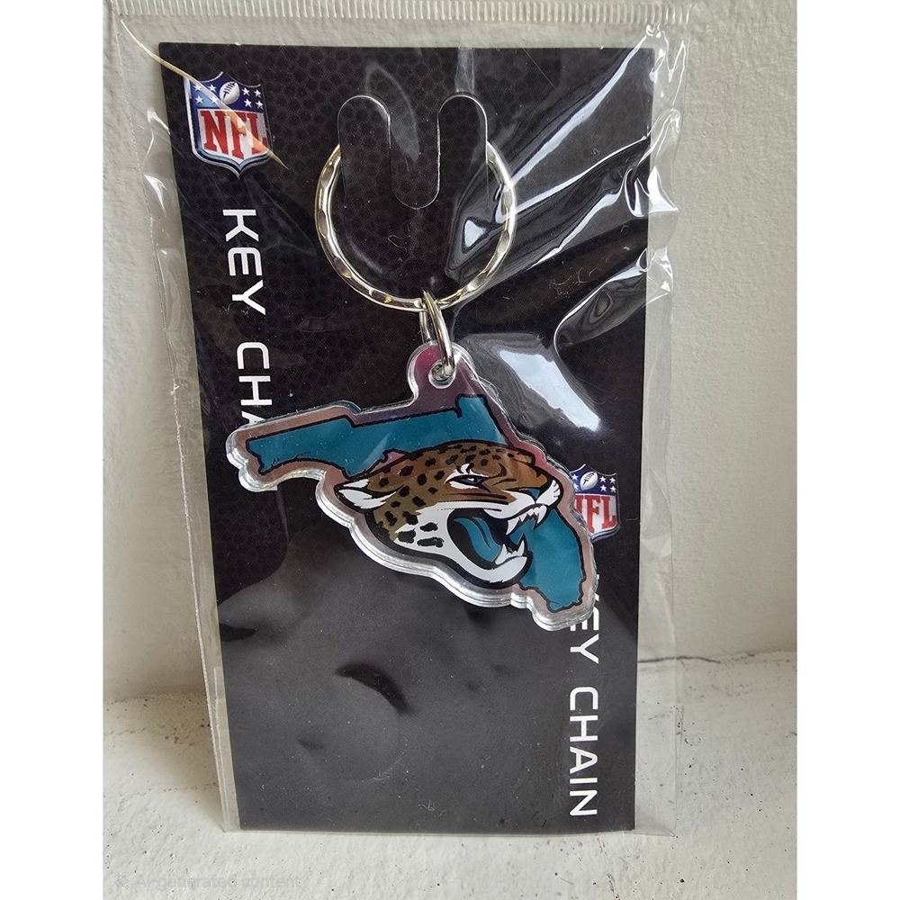NFL Jacksonville Jaguars Keychain Silver Yellow Blue Black Football Duval NOS